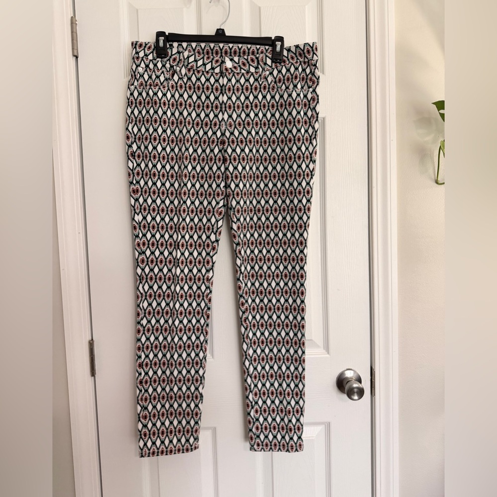 Bisou Bisou Michelle Bohbot Women's Size 12 Geometric Denim Skinny EUC